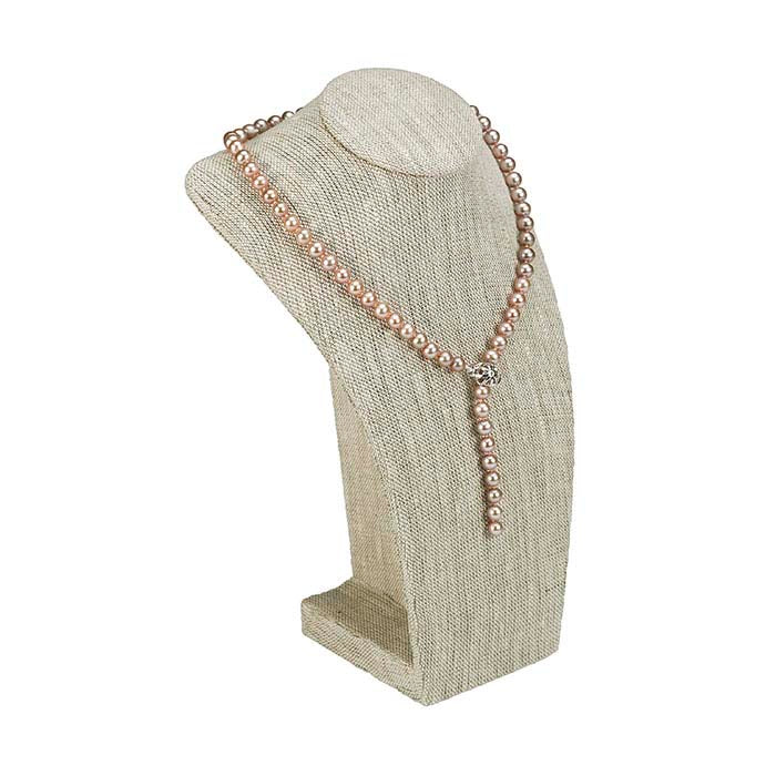 Naturlig hør halskæde bust display