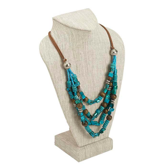 Natural Linen Necklace Bust Display