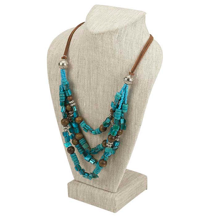 Natural Linen Necklace Bust Display