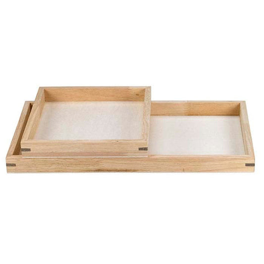 Bandeja apilable de tamaño completo de madera natural