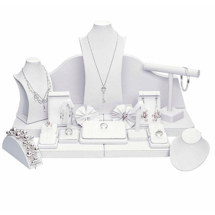 White Faux Leather Display Collection, 24-Piece
