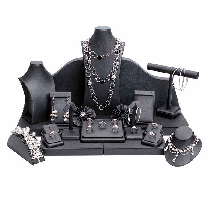 Svart kunstlær displaykolleksjon, 24 deler