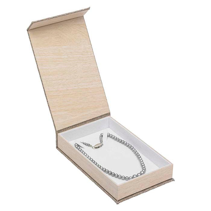 Cabana Burlap and Wood-Patterned Necklace Gift Box