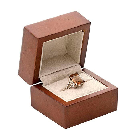 Bruine Matte Houten Ring Geschenkdoos