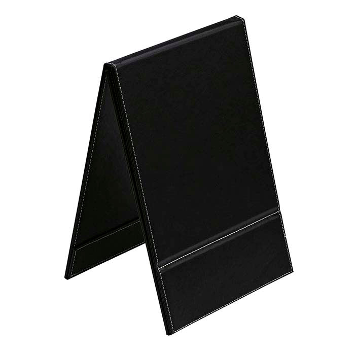 Juodas dirbtinės odos aptrauktas sulankstomas veidrodis