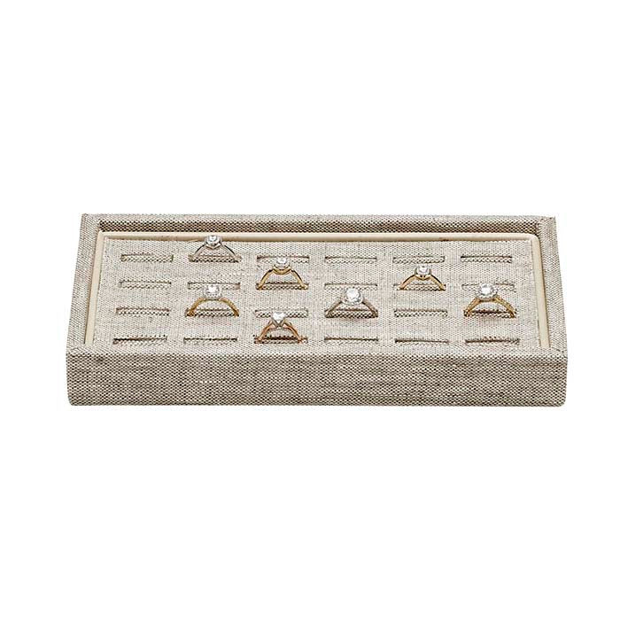Natural Linen Slotted 24-Ring Tray