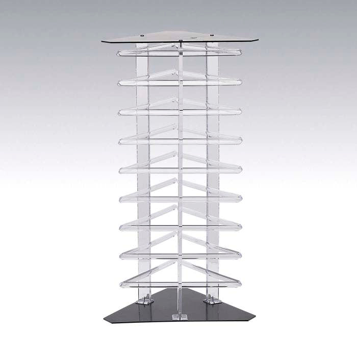 عرض بطاقات معلق ثلاثي الجوانب دوار من الأكريليك الشفاف