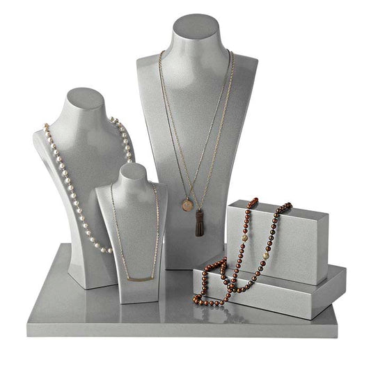 Metallic Silver Plastic Rectangle Block Display