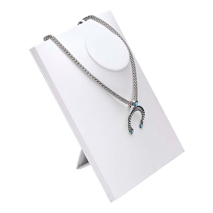 白色仿皮双位置画架项链模特展示架，215.9 mm