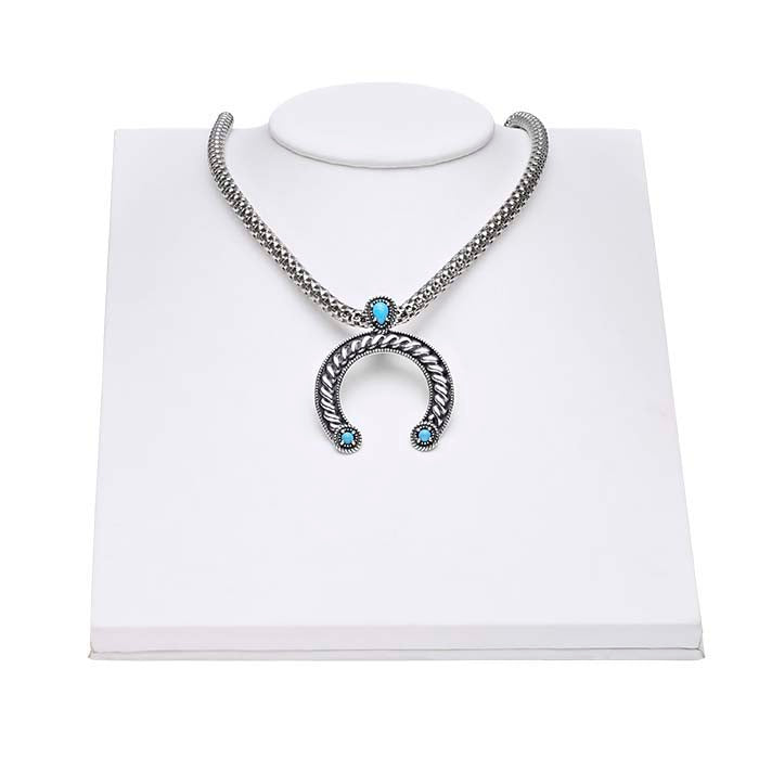 白色仿皮双位置画架项链模特展示架，215.9 mm