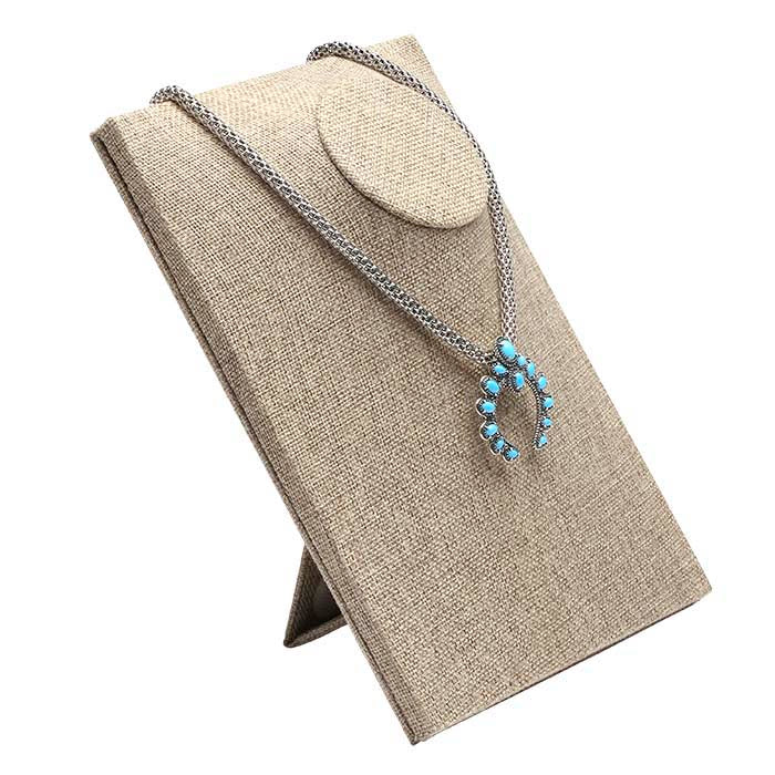 Burlap Dual-Position Easel Necklace Bust Display, 215.9 mm