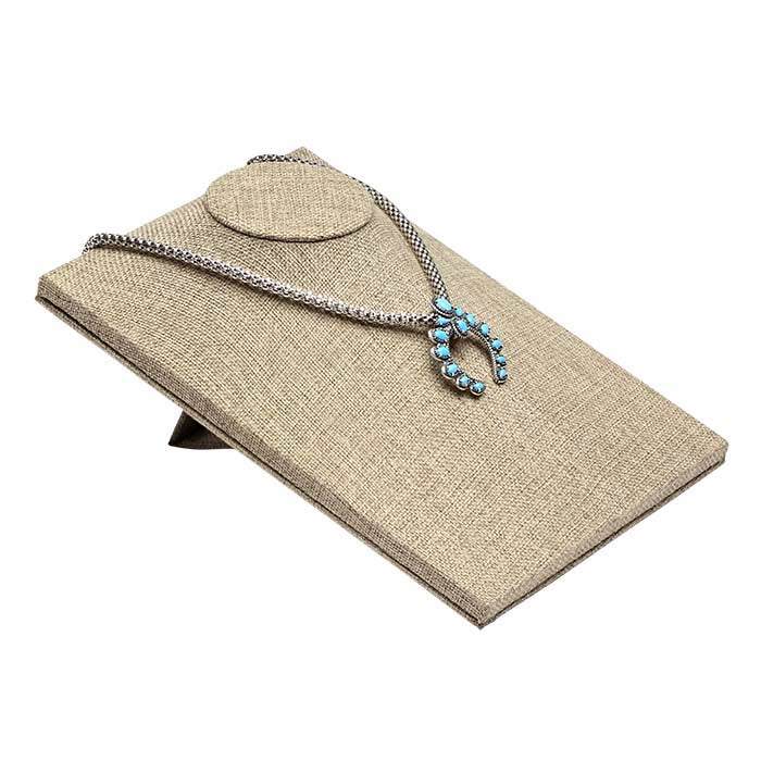 Burlap Dual-Position Easel Necklace Bust Display, 215.9 mm