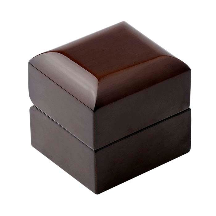 Γυαλιστερό Καφέ Ξύλινο Κουτί Δαχτυλιδιών με Φωτισμό