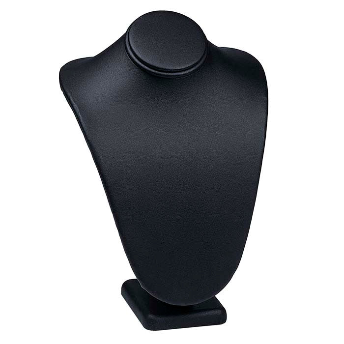 Black Faux Leather Necklace Bust Display