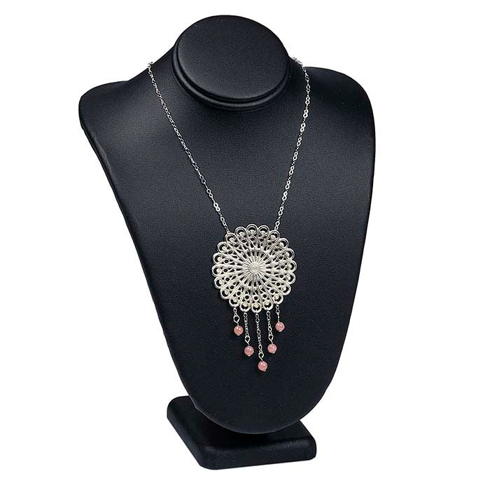 Black Faux Leather Necklace Bust Display