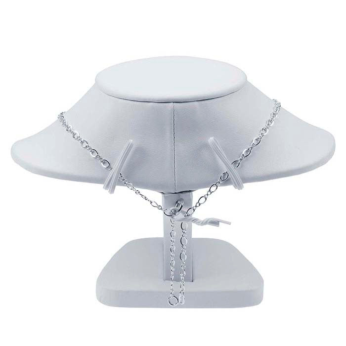 White Faux Leather Necklace Bust Display