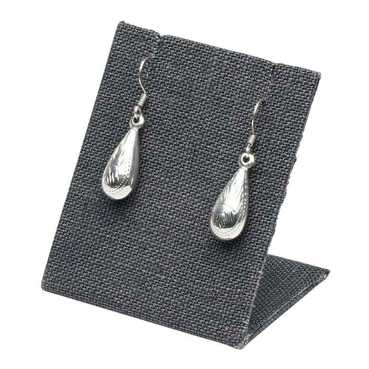 حامل عرض من الكتان الرمادي للقلائد أو الأقراط