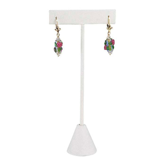 White Faux Leather T-Stand Earring Display, 139.7 mm
