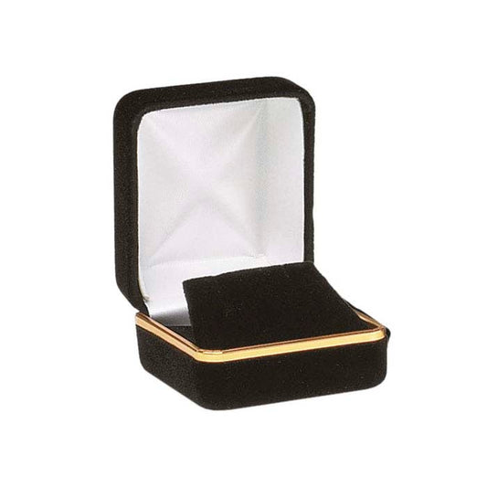 Zwarte Velveteen Oorbellen Geschenkdoos met Gouden Rand