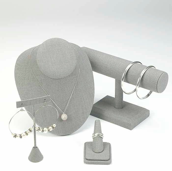 حامل عرض أقراط على شكل حرف T من الكتان الفضي، 114.3 مم