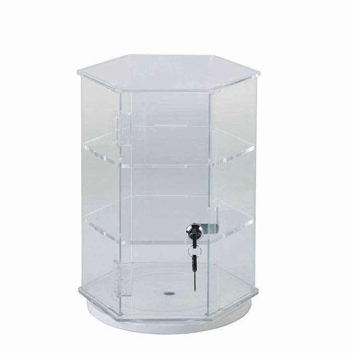 Kirkas akryylinen lukittava pyörivä näyttökaappi