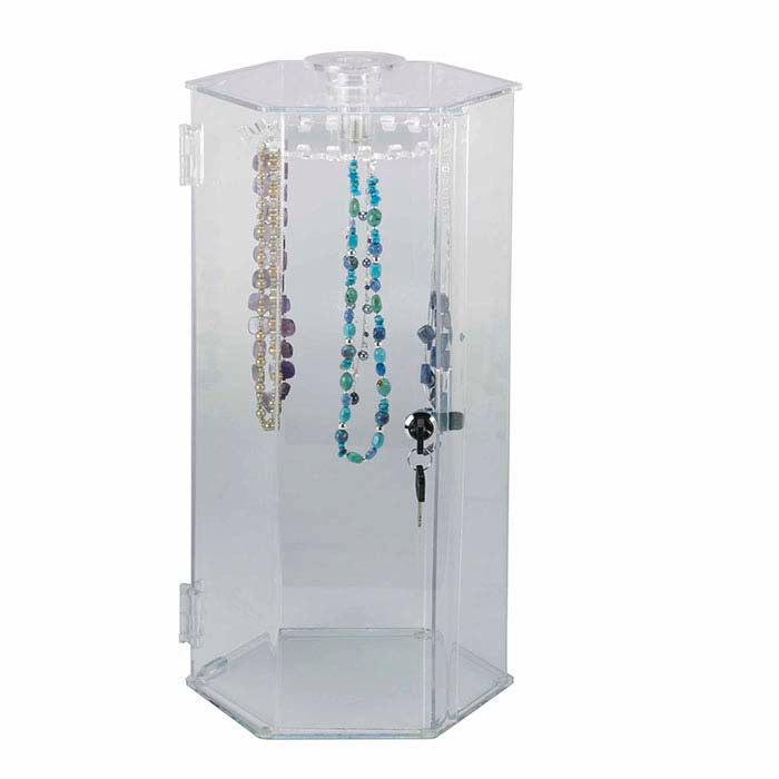 Przezroczysta akrylowa obrotowa witryna na łańcuszki z zamkiem