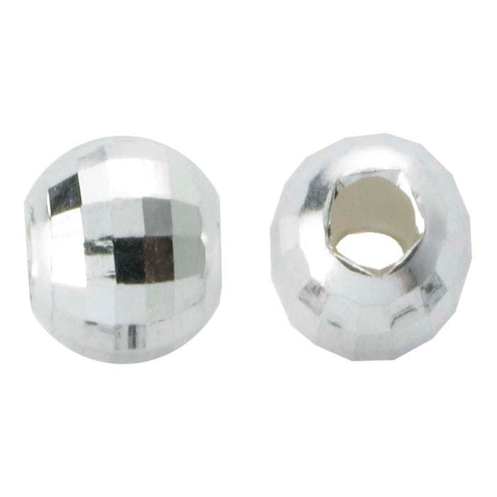 Sterling Silver Round Diamond-Cut Bead