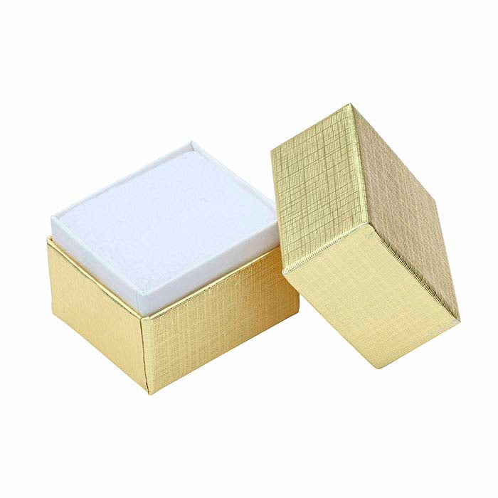 Guldfolie Linnefärgad Återvunnen Pappers Tvådelad Ringpresentask