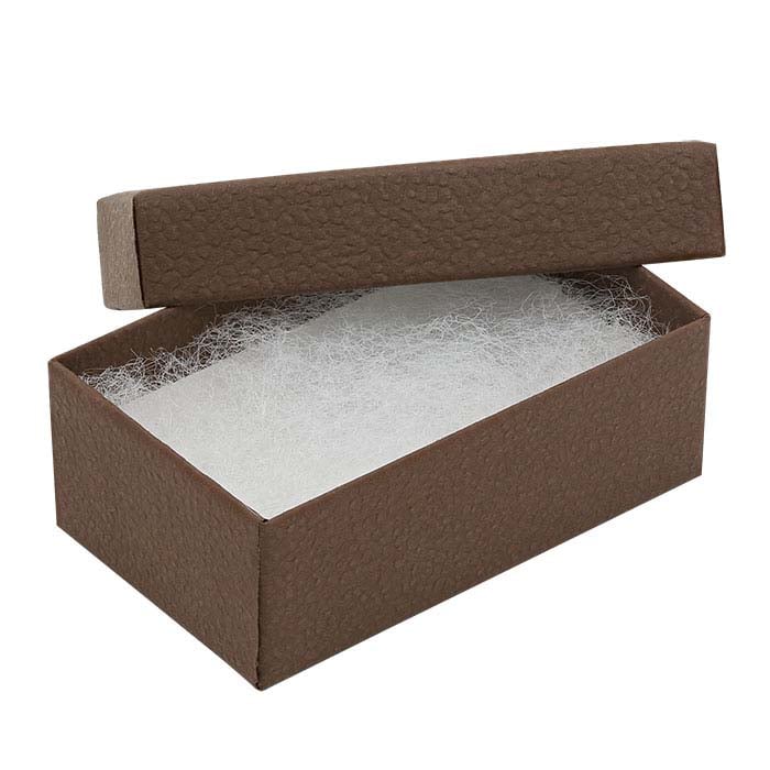 Boîte cadeau texturée en papier recyclé cacao café, 2-1/ largeur x 1-1/ profondeur x 7/ hauteur