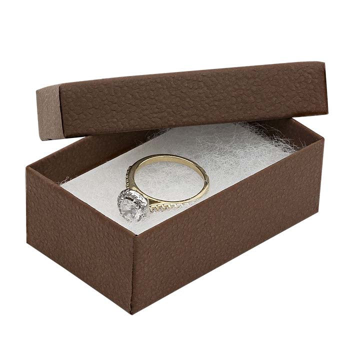 Boîte cadeau texturée en papier recyclé cacao café, 2-1/ largeur x 1-1/ profondeur x 7/ hauteur