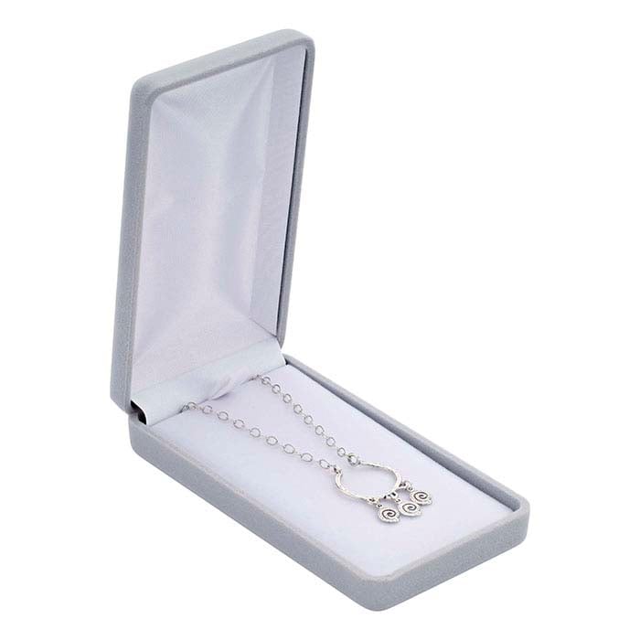 Gray Flocked Velour Long Universal Gift Box