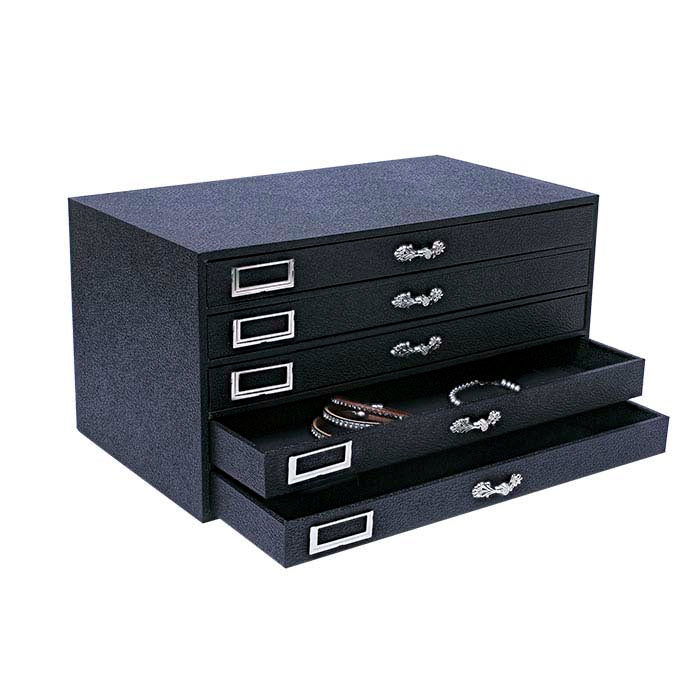 מארגן תכשיטים שחור עם חמש מגירות
