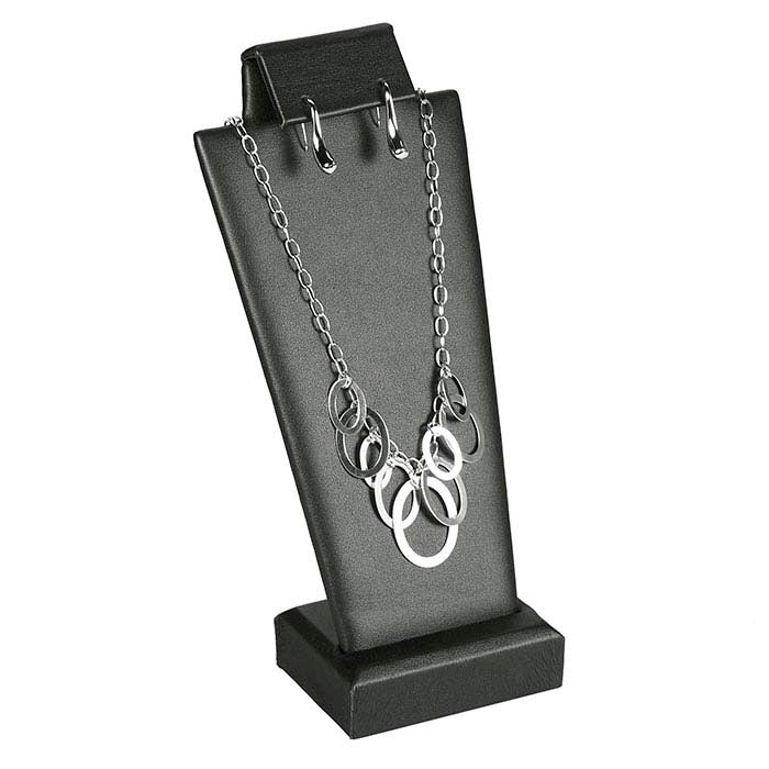 스틸 비엔나 인조 가죽 조합 목걸이 및 귀걸이 디스플레이