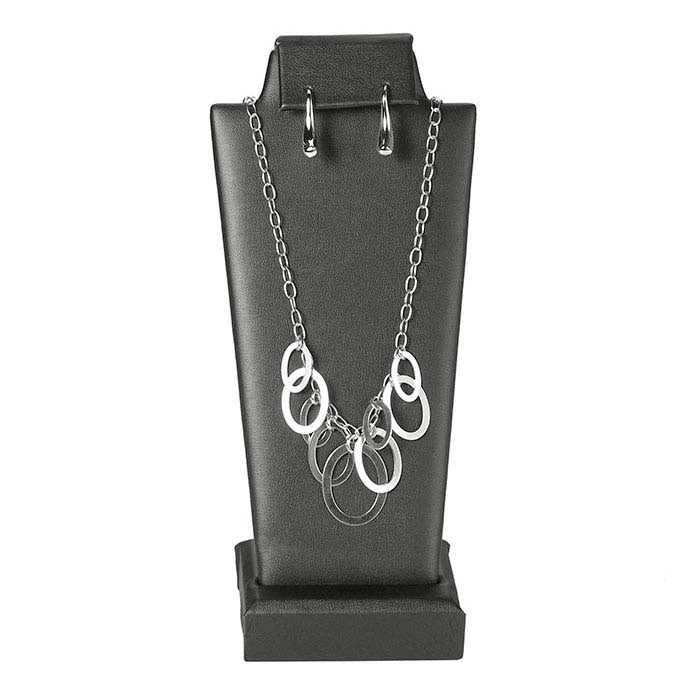 스틸 비엔나 인조 가죽 조합 목걸이 및 귀걸이 디스플레이