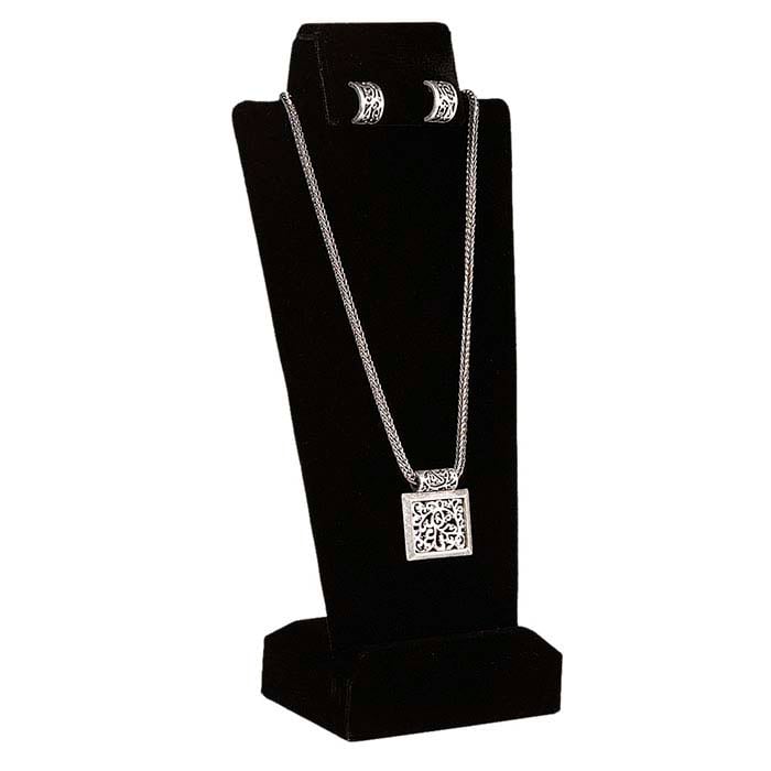 블랙 벨벳 조합 목걸이 및 귀걸이 진열대