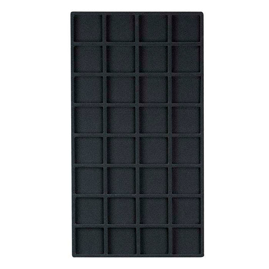 Black Flocked Plastic 32-Compartment Tray Insert