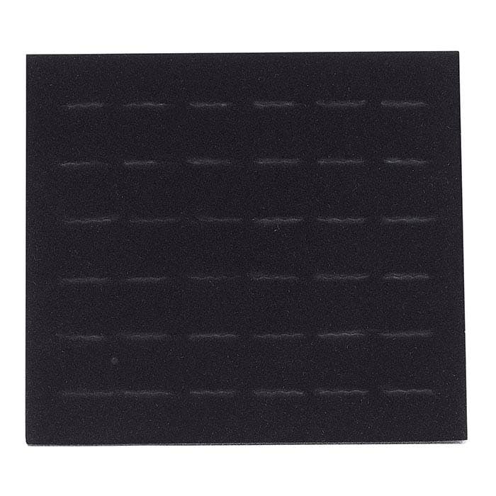 Schwarzer, mit Velours beflockter 36-Ring-Tabletteinsatz in halber Größe