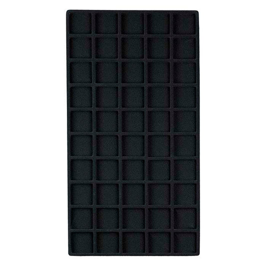 מגש פלסטיק שחור עם ציפוי קטיפה, מחולק ל-50 תאים