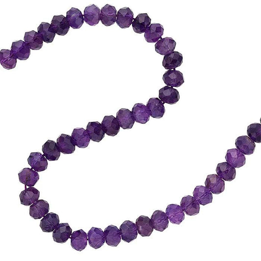 Amethyst 9 x 6mm Faceted Roundel Bead Strand