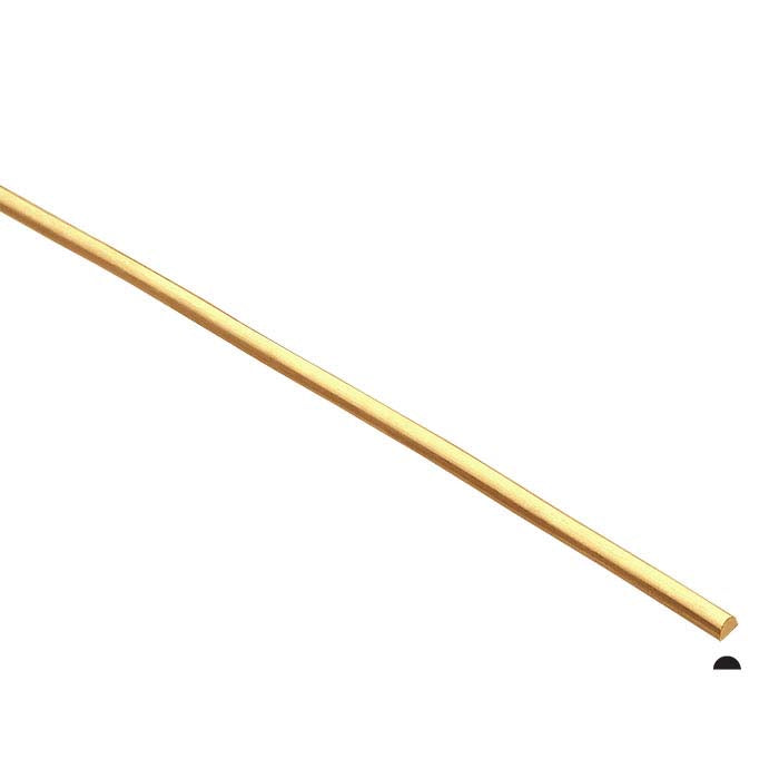 14K Yellow Gold Half-Round Sizing Stock, 1/2-Hard