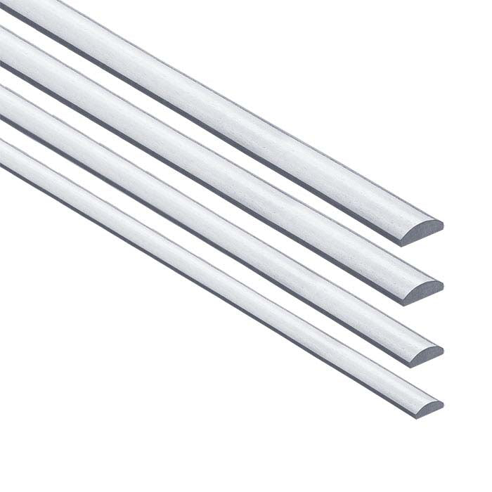 14K White Gold Half-Round Sizing Stock, 1/2-Hard