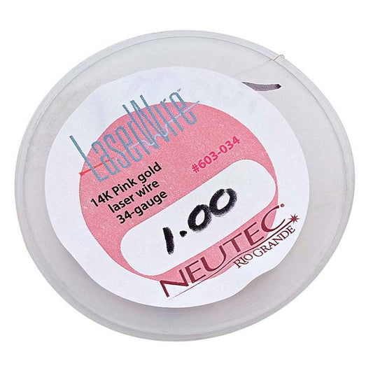 14K Rose Gold Laser-Weight Round Wire, 0.16mm, Dead-Soft