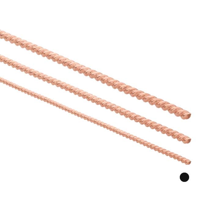 14K Rose Gold Round Twist-Pattern Wire, Dead-Soft