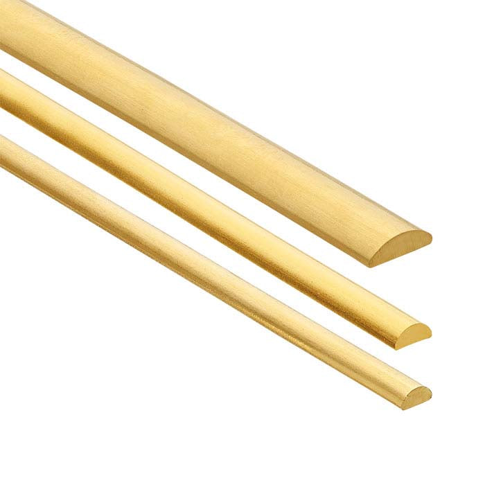 18K Yellow Gold Half-Round Sizing Stock, 1/2-Hard