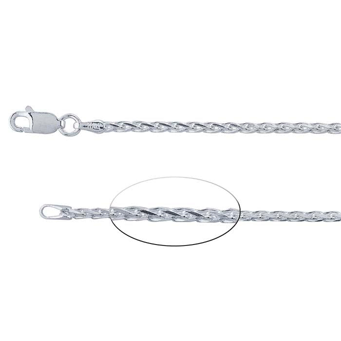 Sterling Silver Diamond-Cut Wheat Chain