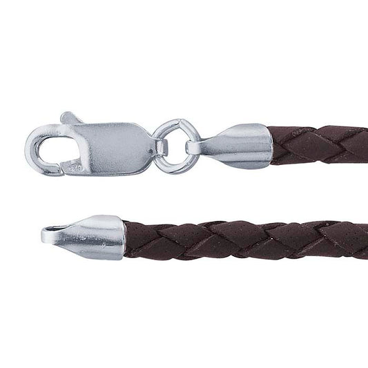 Brown Leather Braided Cord with Sterling Silver Clasp