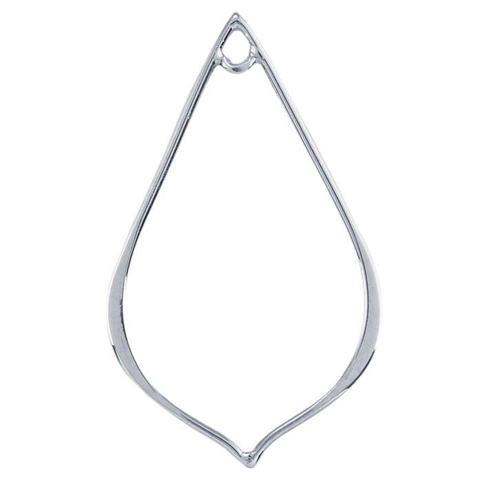 Sterling Silver Matte-Finish Notched Teardrop Component