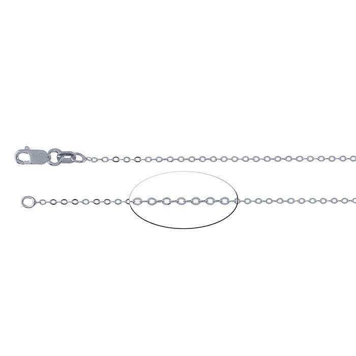 Sterling Silver Rhodium-Plated Flat Oval Cable Chain