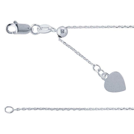 Halsband i sterlingsilver med fasettslipad oval kabelkedja, justerbar