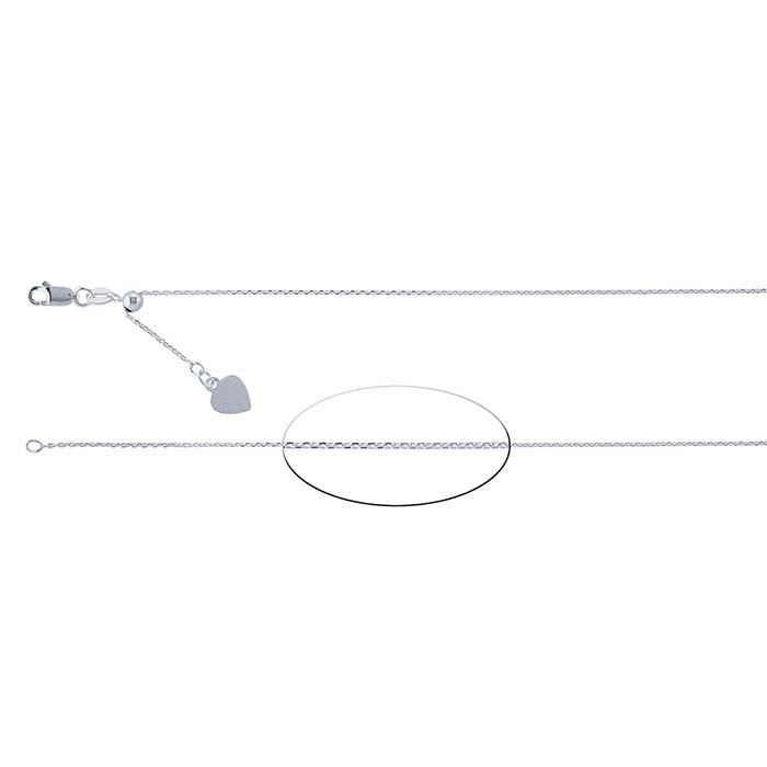 Sidabro 925 kampuotas ovalo formos apvalaus pynimo grandinėlės vėrinys, reguliuojamas